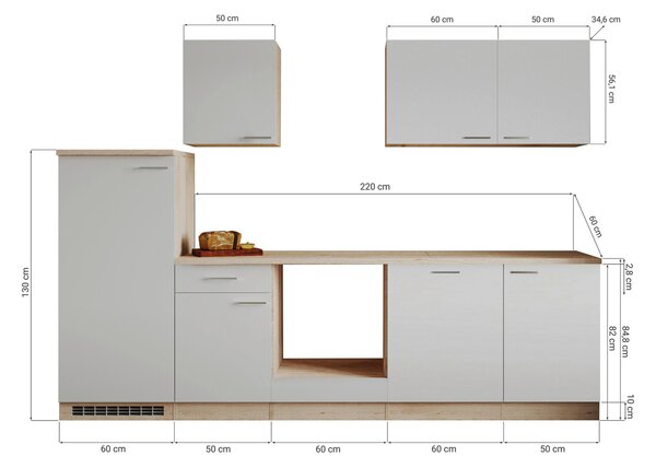 KUCHYNSKÝ BLOK BEZ SPOTREBIČO 280 cm Respekta - Online Only kuchyne, Online Only
