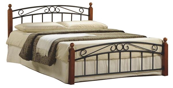 KONDELA Manželská posteľ, čerešňa/čierny kov, 160x200, DOLORES