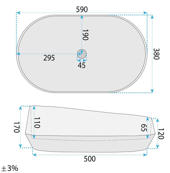 Rea Zoe Marlo, umývadlo na dosku 590x380x170 mm, imitácia kameňa, REA-U3539
