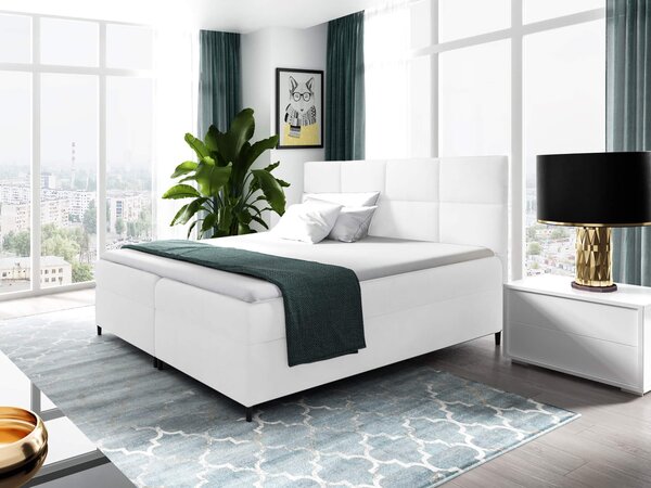 Wilsondo Čalúnená boxspring manželská posteľ s matracom Leila - biela Rozmer: 160x200