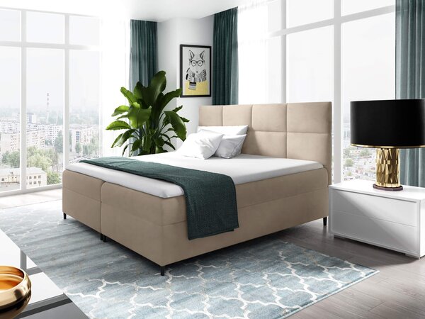 Wilsondo Čalúnená boxspring manželská posteľ s matracom Leila - béžová Rozmer: 140x200