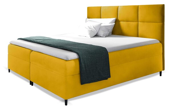 Wilsondo Čalúnená boxspring manželská posteľ Leila s matracom - žltá Rozmer: 140x200