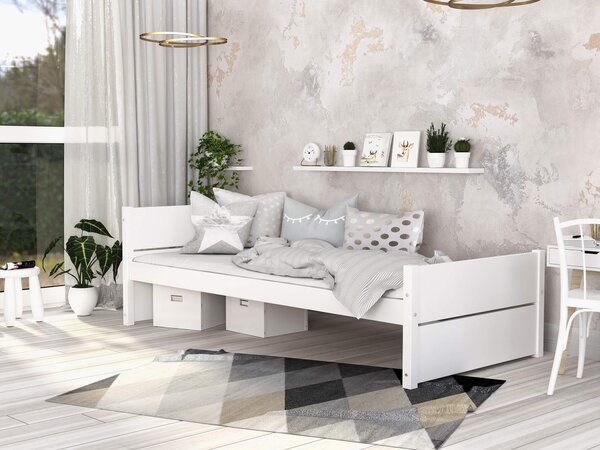 Jednolôžková posteľ s úložným priestorom 90x200 Dante - biela