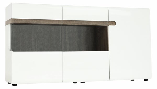 KONDELA Komoda, biela extra vysoký lesk HG/dub sonoma tmavý truflový, LYNATET TYP 42