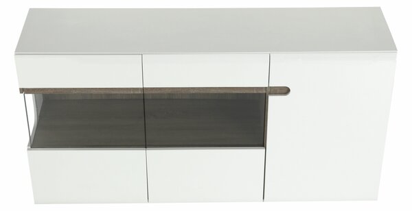 KONDELA Komoda, biela extra vysoký lesk HG/dub sonoma tmavý truflový, LYNATET TYP 42