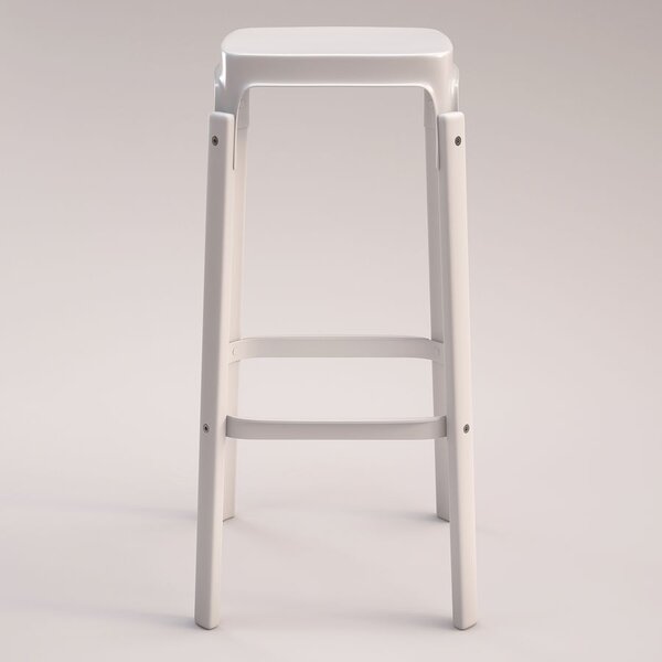 MAGIS - Vysoká barová stolička STEELWOOD STOOL - biela