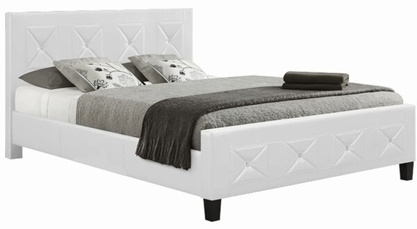 Manželská posteľ s roštom, ekokoža biela, 160x200, CARISA