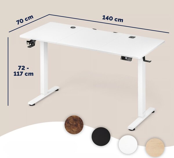 Výškovo nastaviteľný stôl 140x60x117 cm - biely