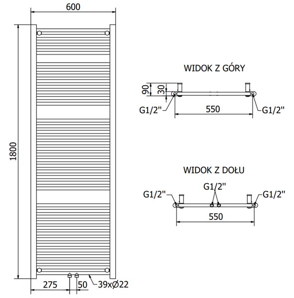 Mexen Mars, vykurovacie teleso 1500 x 600 mm, 729 W, biela, W110-1500-600-00-20