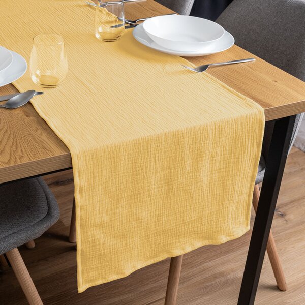 Biante Mušelínový behúň na stôl MSN-059 Svetlo žltooranžový 20x120 cm