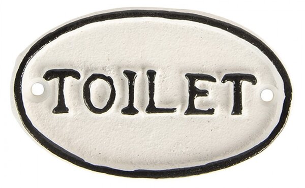 Bielo-čierna antik liatinová ceduľka Toilet - 10*1*6 cm - Clayre & Eef