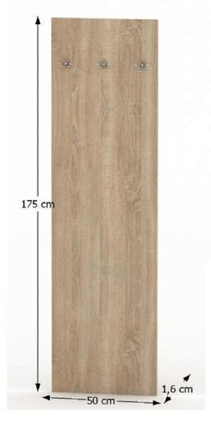 KONDELA Vešiakový panel, dub sonoma, TEMPO ASISTENT NEW 030