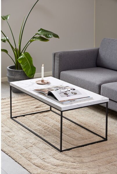 Béžový konferenčný stolík s doskou v dekore mramoru 55x110 cm Barossa – Actona