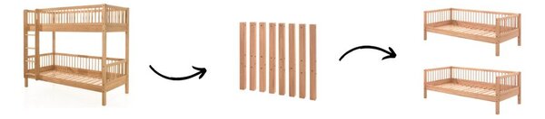 Poschodová detská posteľ z bukového dreva s roštom 90x200 cm v prírodnej farbe Forrest – Vipack