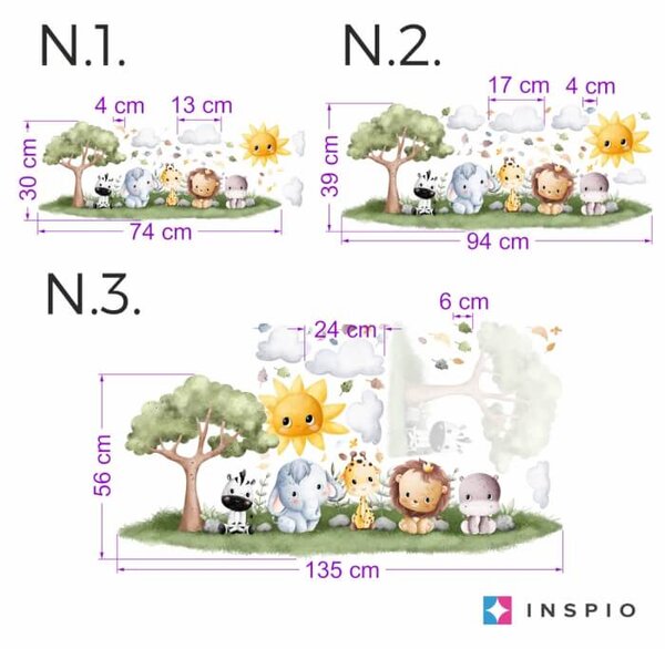 INSPIO-textilná prelepiteľná nálepka - Tapeta na stenu - Zvieratká so slniečkom