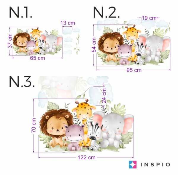INSPIO-textilná prelepiteľná nálepka - Tapety do detskej izby - Zvieratká zo safari
