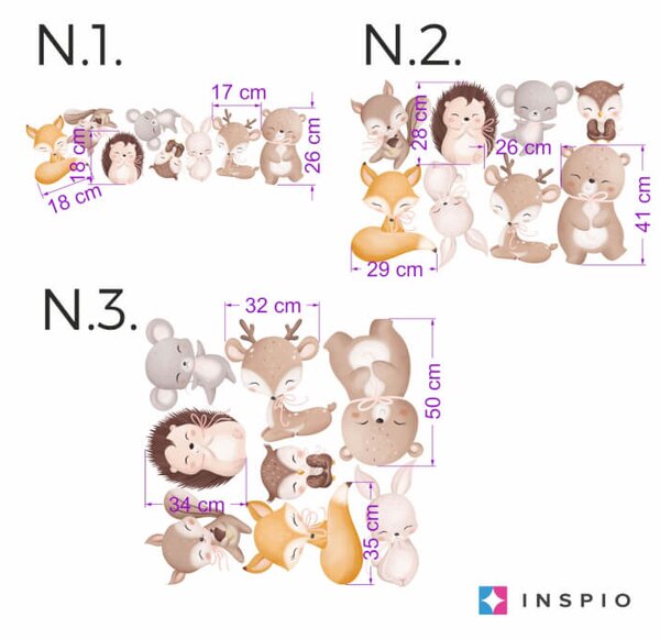 INSPIO-textilná prelepiteľná nálepka - Samolepiaca tapeta na stenu - Lesné zvieratká v hnedých odtieňoch