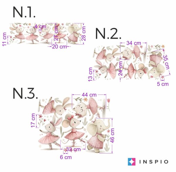 INSPIO-textilná prelepiteľná nálepka - Samolepiace tapety na stenu - Baletky