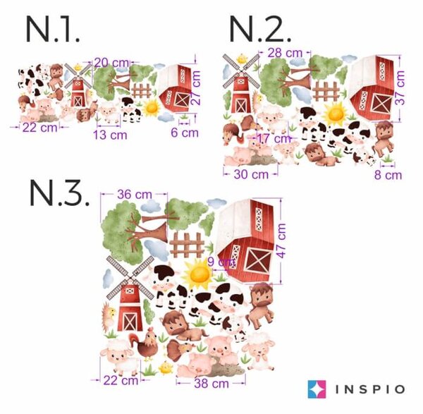 INSPIO-textilná prelepiteľná nálepka - Detské nálepky na stenu - Farma so zvieratkami