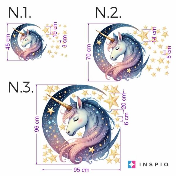 INSPIO-textilná prelepiteľná nálepka - Nálepka - Jednorožec v objatí mesiaca
