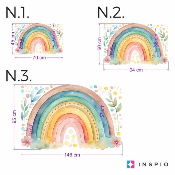 INSPIO-textilná prelepiteľná nálepka - Nálepky na stenu do detskej izby - Dúha