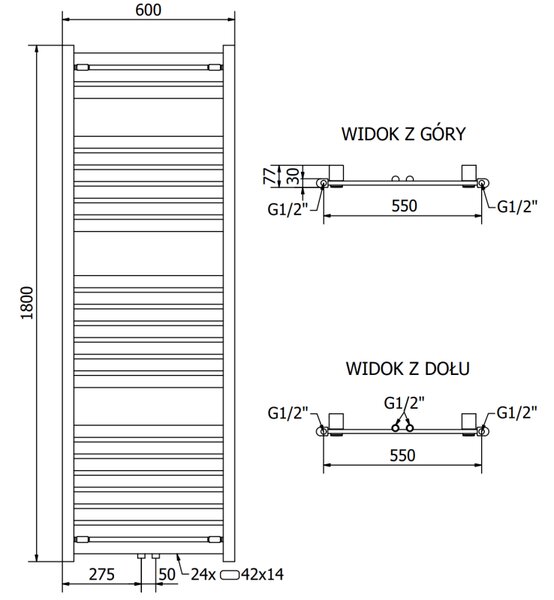 Mexen Uran, vykurovacie teleso 1800x600 mm, 729 W, chrómová, W105-1800-600-00-01
