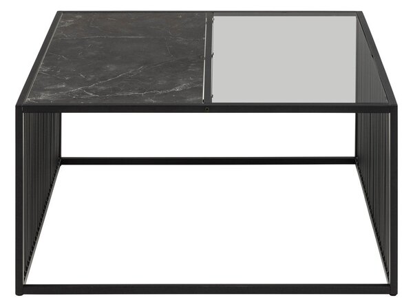 Čierny konferenčný stolík so sklenenou doskou 80x80 cm Strington – Actona