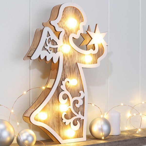 Haushalt international LED drevená dekorácia Angel