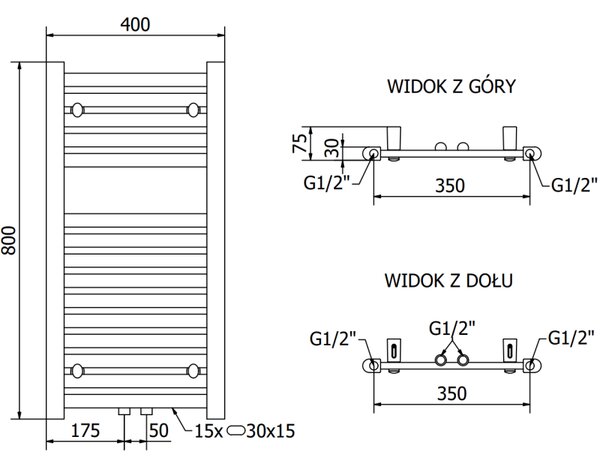 Mexen Hades, vykurovacie teleso 800x400 mm, 249 W, chrómová, W104-0800-400-00-01