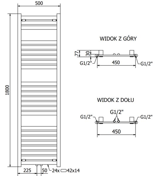 Mexen Uran vykurovacie teleso 1800 x 500 mm, 790 W, biela, W105-1800-500-00-20