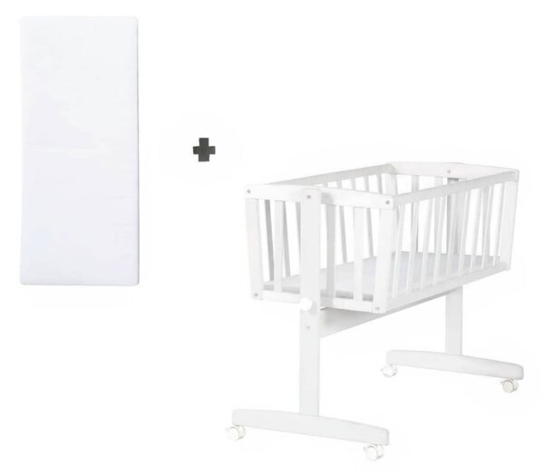 Biela kolíska na kolieskach 40x90 cm – Roba
