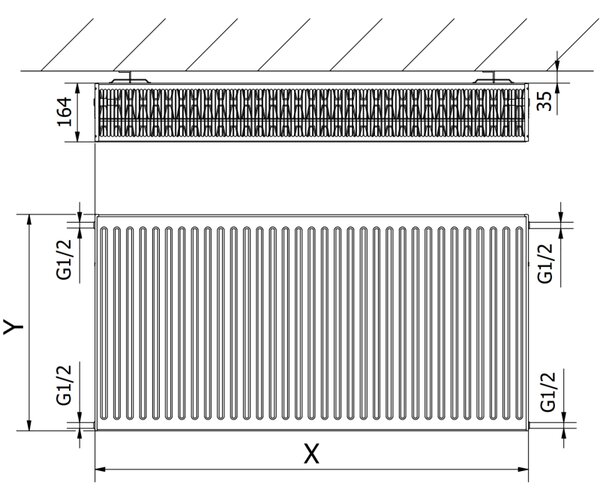 Mexen C33 doskový radiátor 400 x 1000 mm, bočné pripojenie, 1689 W, biely - W433-040-100-00
