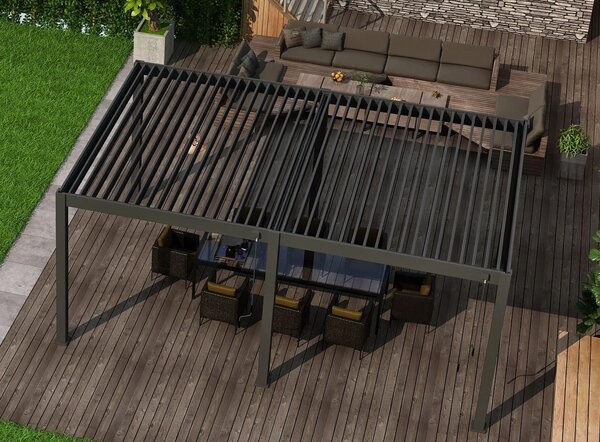 Ratanea Bioklimatická pergola POSITO 6x3m antracit - voľne stojaca dodanie: BEZ MONTÁŽE