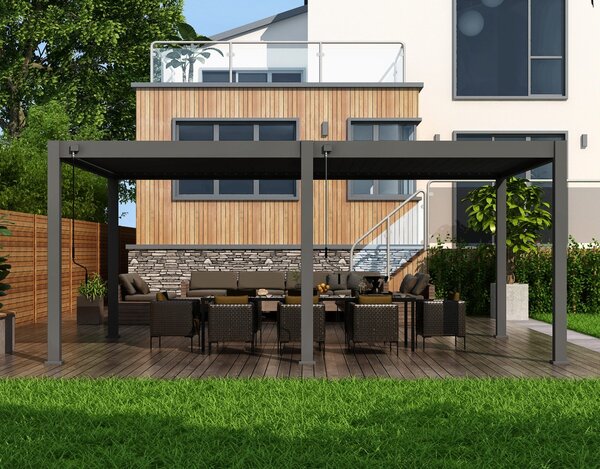 Ratanea Bioklimatická pergola POSITO 6x3m antracit - voľne stojaca dodanie: BEZ MONTÁŽE
