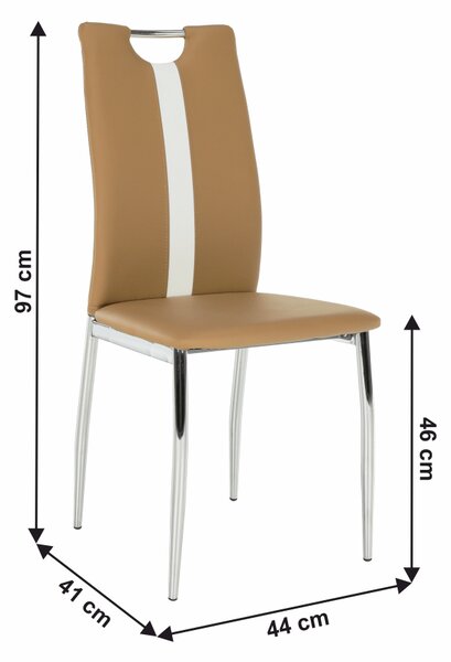 KONDELA Stolička, béžová/biela, ekokoža/chróm, SIGNA