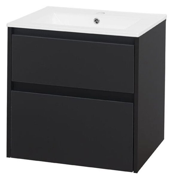 Mereo Mereo, Opto, kúpeľňová skrinka s keramickým umývadlom 61 cm, biela, dub, biela/dub, čierna, MER-CN940