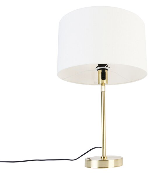 Stolná lampa zlatá nastaviteľná s tienidlom bielym 35 cm - Parte