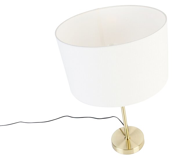 Stolná lampa zlatá nastaviteľná s tienidlom bielym 35 cm - Parte