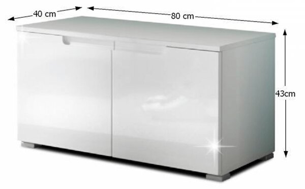 KONDELA Botník, biela extra vysoký lesk, SPACE