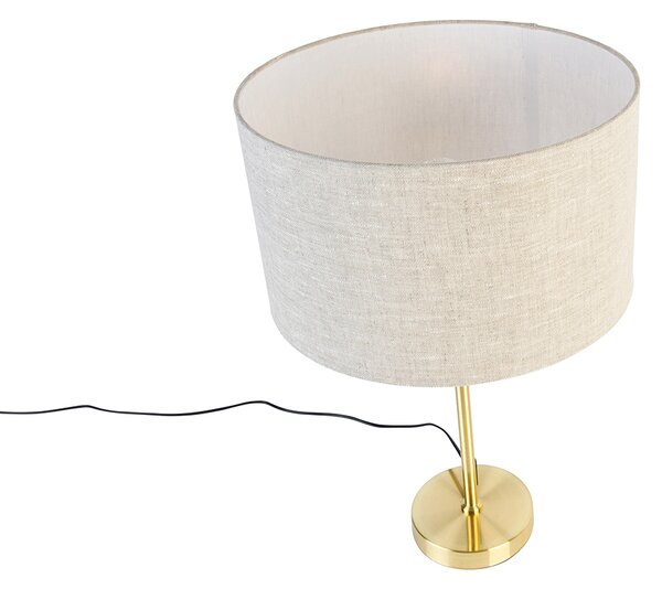 Stolná lampa zlatá nastaviteľná so svetlosivým tienidlom 35 cm - Parte