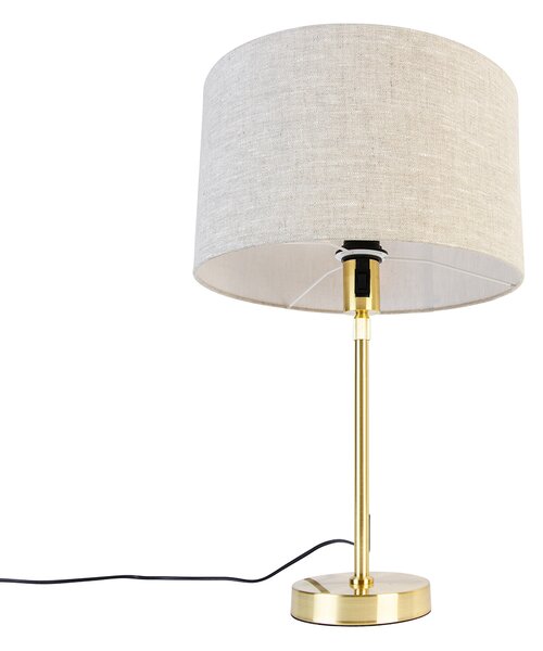 Stolná lampa zlatá nastaviteľná so svetlosivým tienidlom 35 cm - Parte