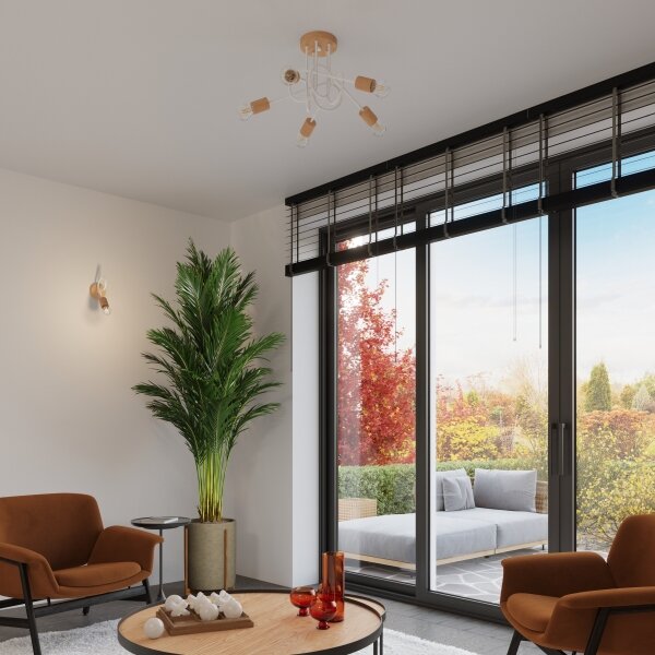 Sollux SL.1473 - Nástenná lampa EMBER 1xE27/15W/230V biela/béžová/buk