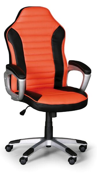 Kožené kancelárske kreslo SPORT 1+1 ZADARMO, čierna/oranžová