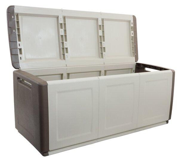 Plastový odkladací box s vekom, 1380x570x530 mm, béžový