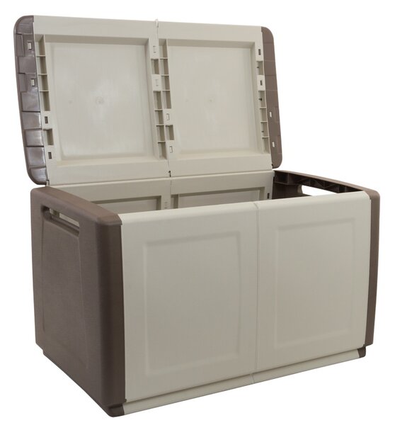 Plastový odkladací box s vekom, 960x570x530 mm, béžový