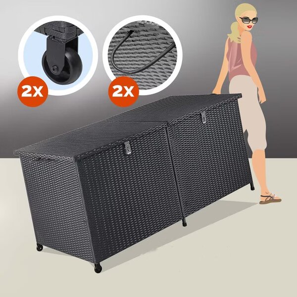 Úložný box s kolieskami 800 L - čierny
