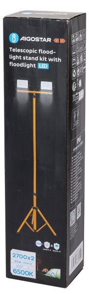 Aigostar - LED reflektor so stojanom 2xLED/30W/230V 6500K IP65 oranžová/čierna
