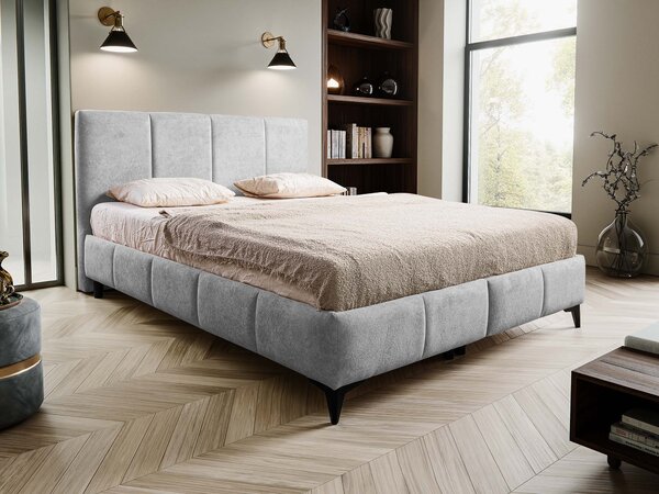 Čalúnená manželská posteľ s úložným priestorom Aténa 140x200 - sivá