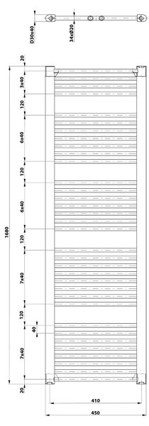 Aqualine Aqualine, DIRECT vykurovacie teleso s bočným pripojením 450x1680 mm, čierna matná, ILR64B