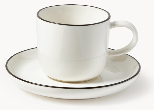 Porcelánové šálky na espresso's podšálkami Facile, 2 ks